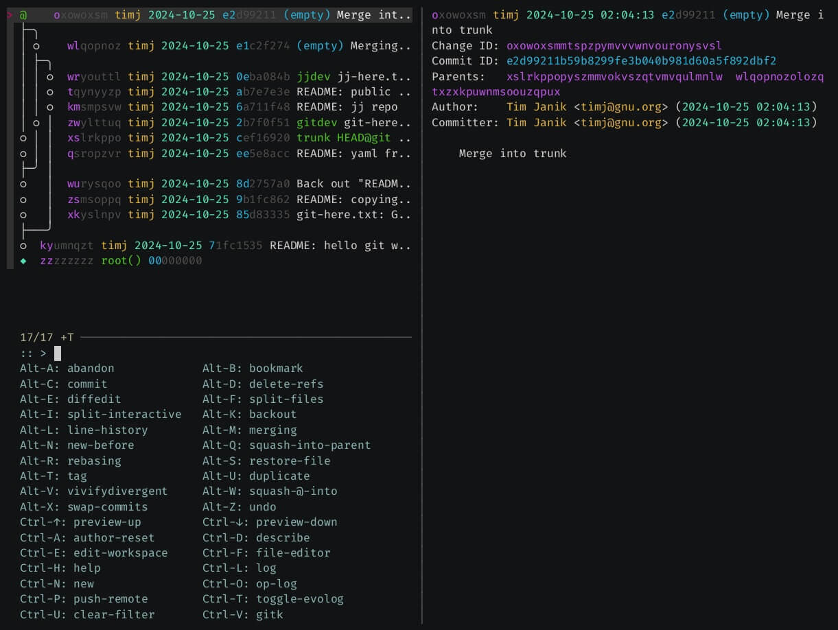 a screenshot of jj-fzf